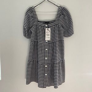 ZARA Gingham Puff Sleeve Dress NEW!
